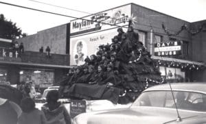 The Carol Choir of Spruce Pine's United Methodist Church in this 1960's era parade on Upper Street.