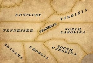 Map of the State of Franklin which Mitchell County, North Carolina would have bordered.