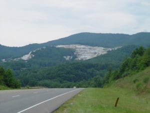 Three of the mines in the world famous Spruce Pine Mining District are located at Minpro. The Pine Mountain Mine on the left, the Hawkins Mine in the middle, and the Wiseman Mine on the right from Why 226 North.
